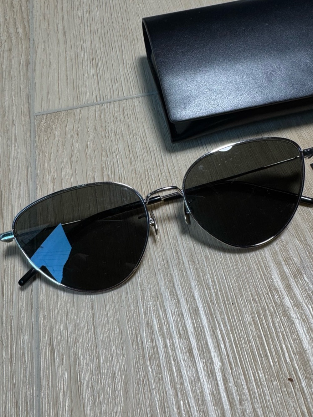 Saint Laurent Cat Eye Black Silver Sunglasses With Case And Cloth - Picture 2 of 11